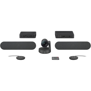 Система для видеоконференций Logitech Rally Plus 960-001277 4K Ultra HD, 2160p, 30fps, View 90°, 15x Zoom, 2x Rally Speaker, 2x Rally Mic Pod, Rally Display Hub, Rally Conference Table Hub, пульт ДУ, USB, Black (CC5000e)